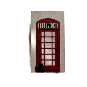 Red Telephone Booth Cat's Meow Village Accessory Collectible Shelf Sitter image 1