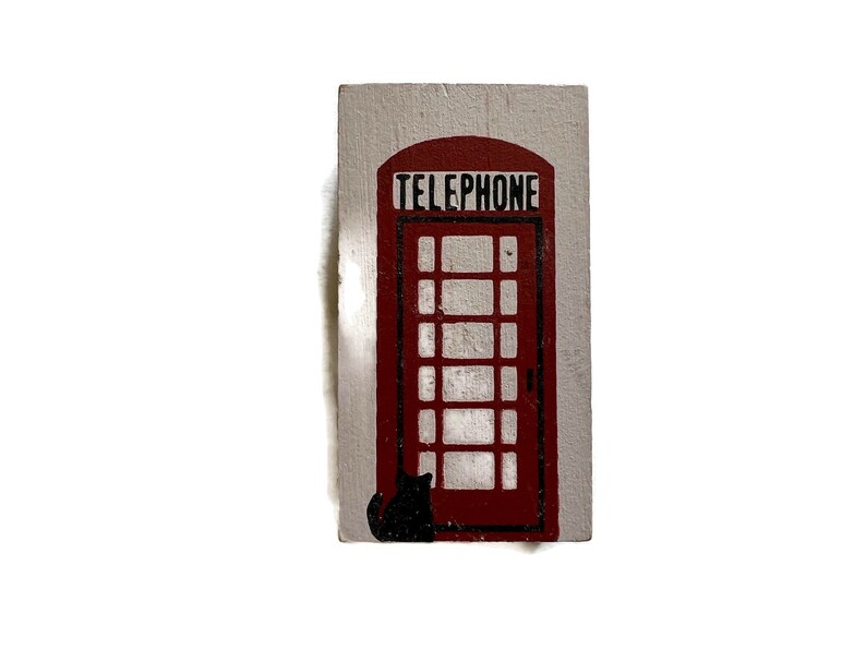 Red Telephone Booth Cat's Meow Village Accessory Collectible Shelf Sitter image 1