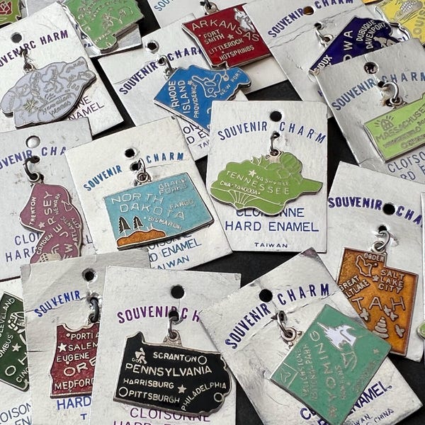 Vintage US State Souvenir Charms Cloisonne Enamel - Choose Your State - Price is for Each Charm - New Inventory Added 11/5