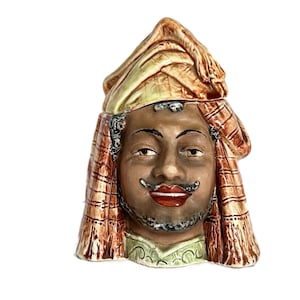Antique Majolica Tobacco Jar Man in Turban AS IS