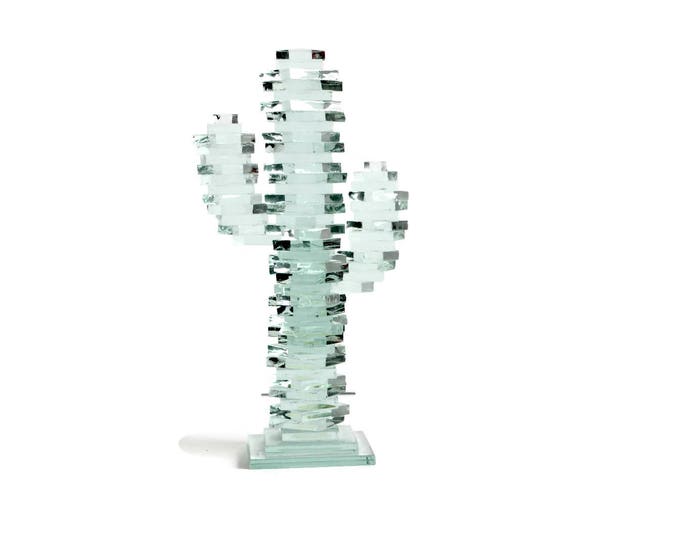 Modern Stacked Glass Cactus Sculpture Saguaro Etsy