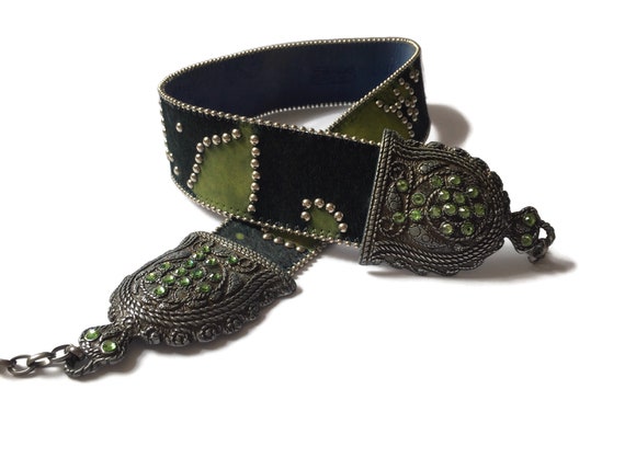BB Simon Bling Belt Crystals Rivets Cowhide Large