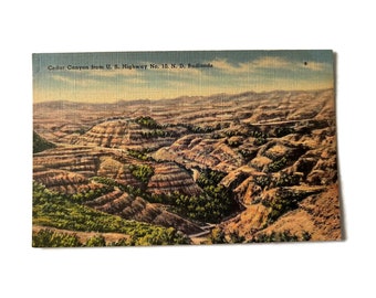 Vintage Postcard Cedar Canyon North Dakota Badlands