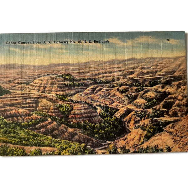 Vintage Postcard Cedar Canyon North Dakota Badlands