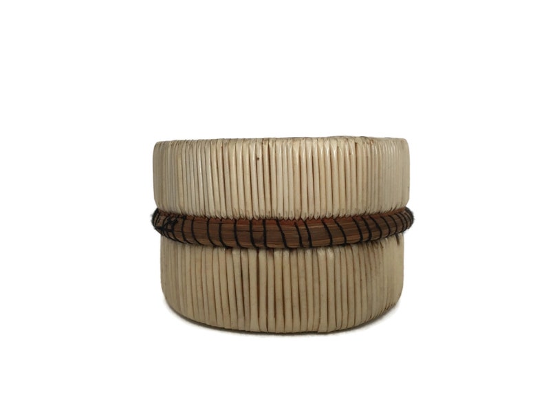 Quill Box Birch Bark Lidded Basket Signed Canadian Indigenous Etsy