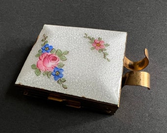 Vintage Enamel Double Compact with Lipstick Holder AS IS