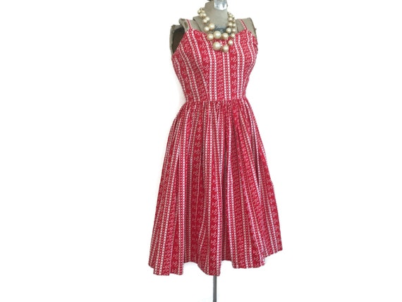 Vintage Rockabilly Dress Full Skirt Spaghetti Stra