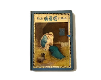 Bible Picture ABC Book by Elsie E Egermeier AS IS Writing on End Pages