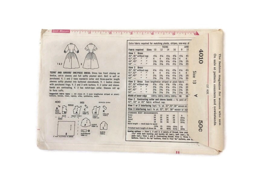Sewing Pattern Simplicity 4010 Teens Juniors One Piece Dress Etsy
