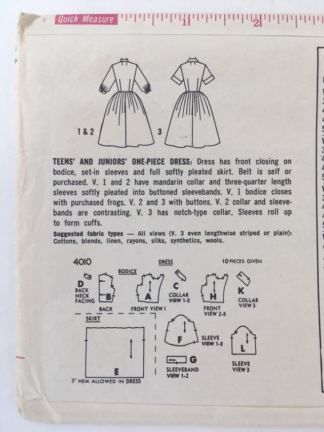 Sewing Pattern Simplicity 4010 Teens Juniors One Piece Dress Etsy