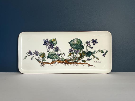 Vintage Villeroy & Boch Botanica Porcelain Sandwich Tray Dish with Viola Flower Motif