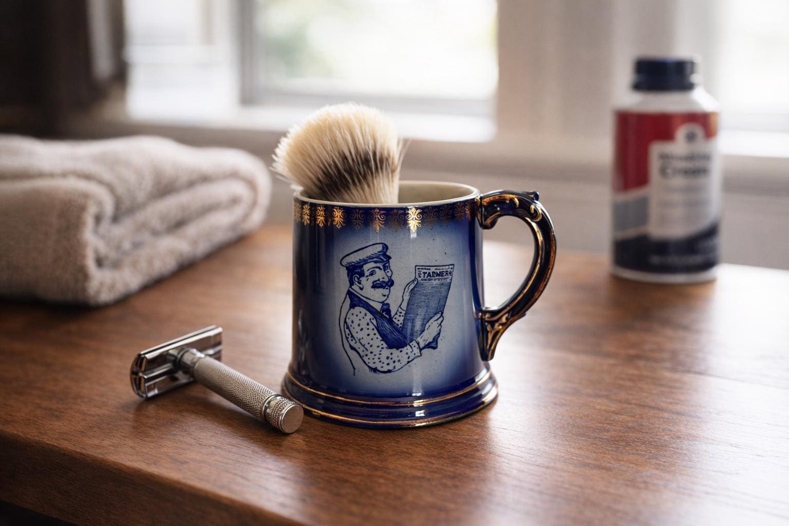 Antique Shaving Mug Advertising Promotional Lincoln Nebraska Newspaper Deutsch - Amerikan Farmers