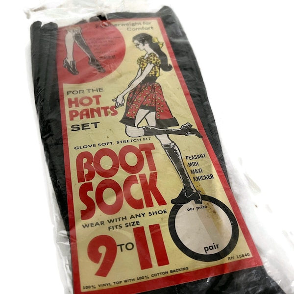 Vintage Vinyl Boot Socks for the Hot Pants Set Size 9-11 Deadstock Unused