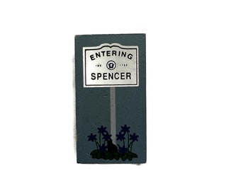 Welcome to Spencer Massachusetts Cat's Meow Village Accessory Small Road Sign