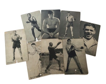 1920's Antique Boxing Postcards Exhibit AS IS Damaged Jack Dempsey George Godfrey Mickey Walker Georgie Ward Paul Berlenbach Sammy Mandell