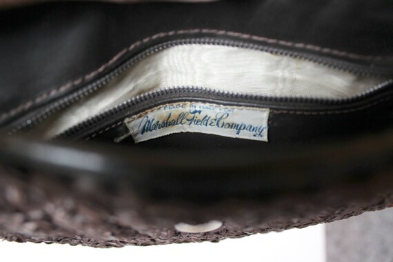 Vintage Brown Handbag Raffia Straw Purse Marshall… - image 5