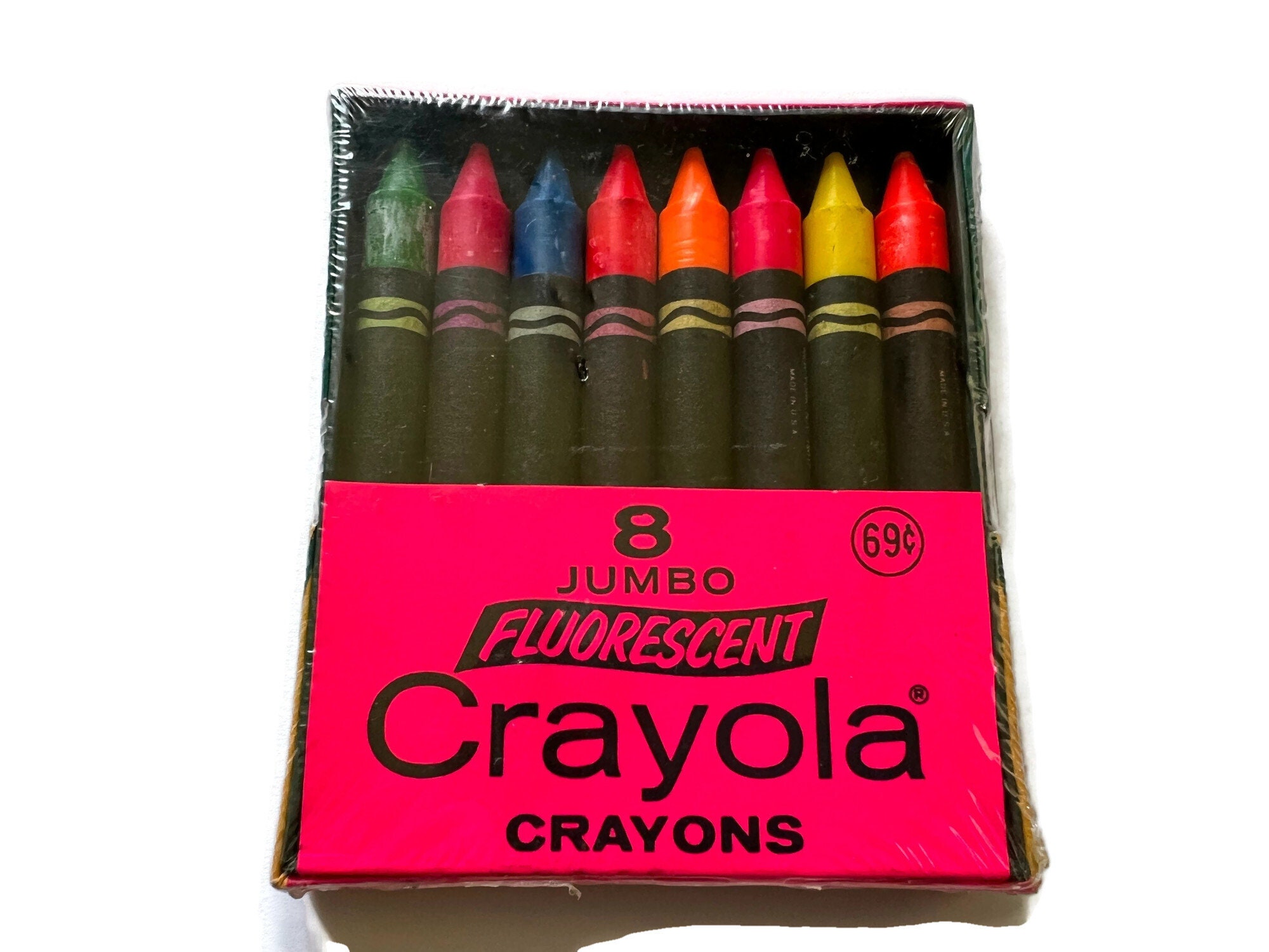 1970's Vintage Crayola Jumbo Fluorescent Crayons New in Box Never Opened 