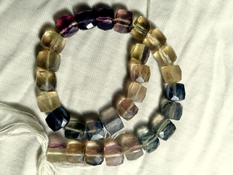 8MMNatural FluoriteGemstone BeadsCube ShapeJewellery image 0