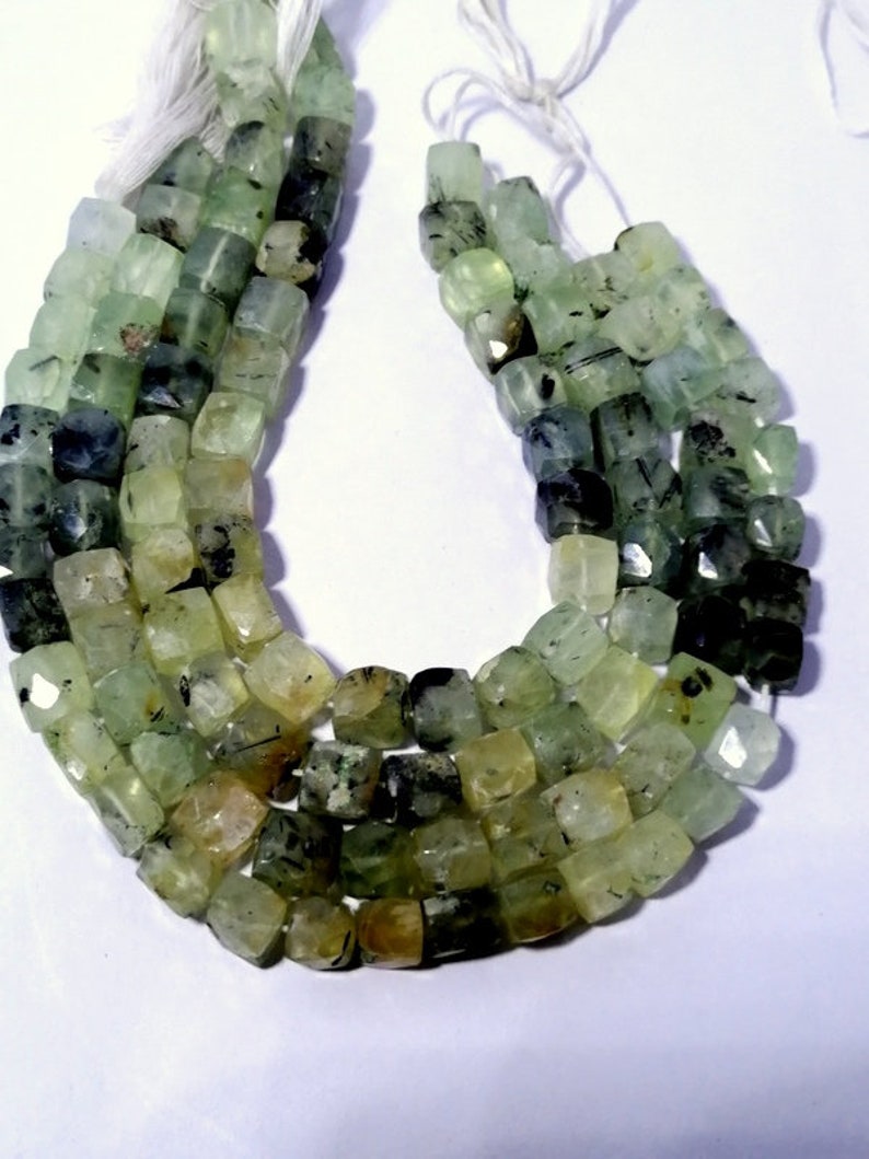 8MMNatural PrehniteGemstone BeadsCube Shape BeadsJewellery image 0