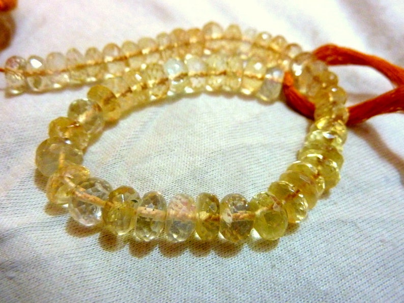 8MM Citrin BeadsFaceted RoundelNatural Stone BeadsFaceted image 0