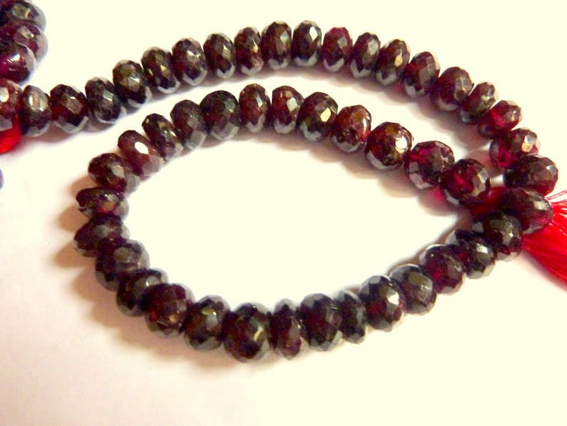 Garnet Micro Faceted Roundel Beads Strands Micro Faceted image 0