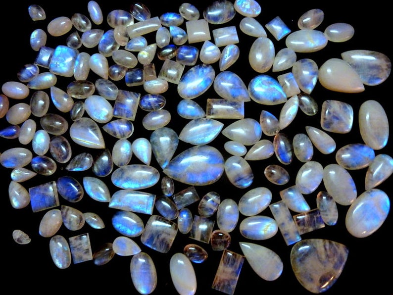 Natural Rainbow Moonstone Blue Flash A Cabochon In Free image 0