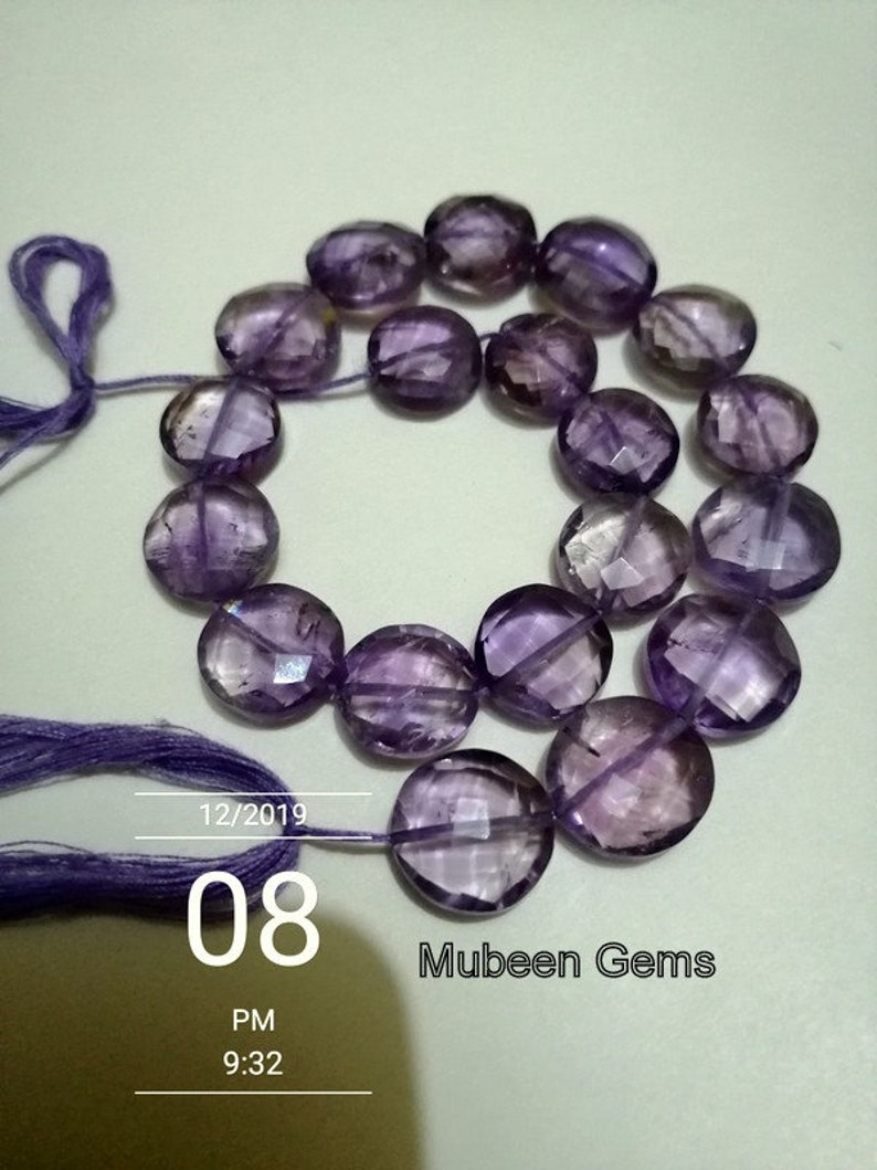 Amethyst GemstoneNatural Amethyst Beadsfaceted BeadsCoin image 0