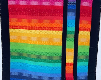 Handmade Vibrant Rainbow Quilt: Colorful Couch Throw (53" x 61")