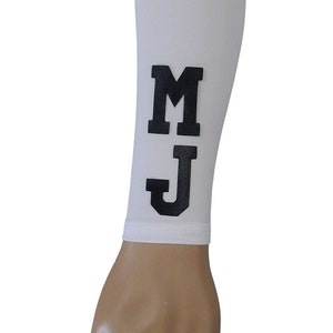 NEW! CUSTOM Number Letters Solid White Moisture Wicking Compression Sports Arm Sleeve Baseball Basketball Football