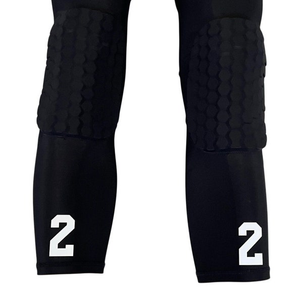NEW! CUSTOM Pick Your Number Letters Solid Black Knee Pads Sports Leg Sleeves Basketball Volleyball