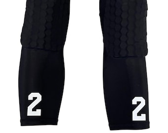 NEW! CUSTOM Pick Your Number Letters Solid Black Knee Pads Sports Leg Sleeves Basketball Volleyball