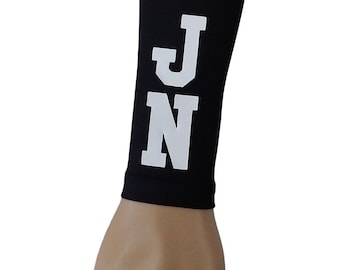 NEW! CUSTOM Number Letters Solid Black Moisture Wicking Compression Sports Arm Sleeve Baseball Basketball Football