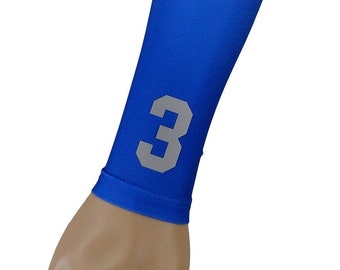 NEW! CUSTOM Number Letters Solid Royal Blue Moisture Wicking Compression Sports Arm Sleeve Baseball Basketball Football