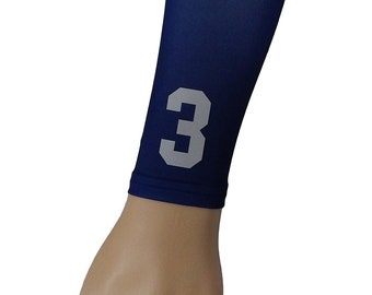 NEW! CUSTOM Number Letters Solid Navy Blue Moisture Wicking Compression Sports Arm Sleeve Baseball Basketball Football