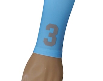 NEW! CUSTOM Number Letters Solid Light Blue Moisture Wicking Compression Sports Arm Sleeve Baseball Basketball Football