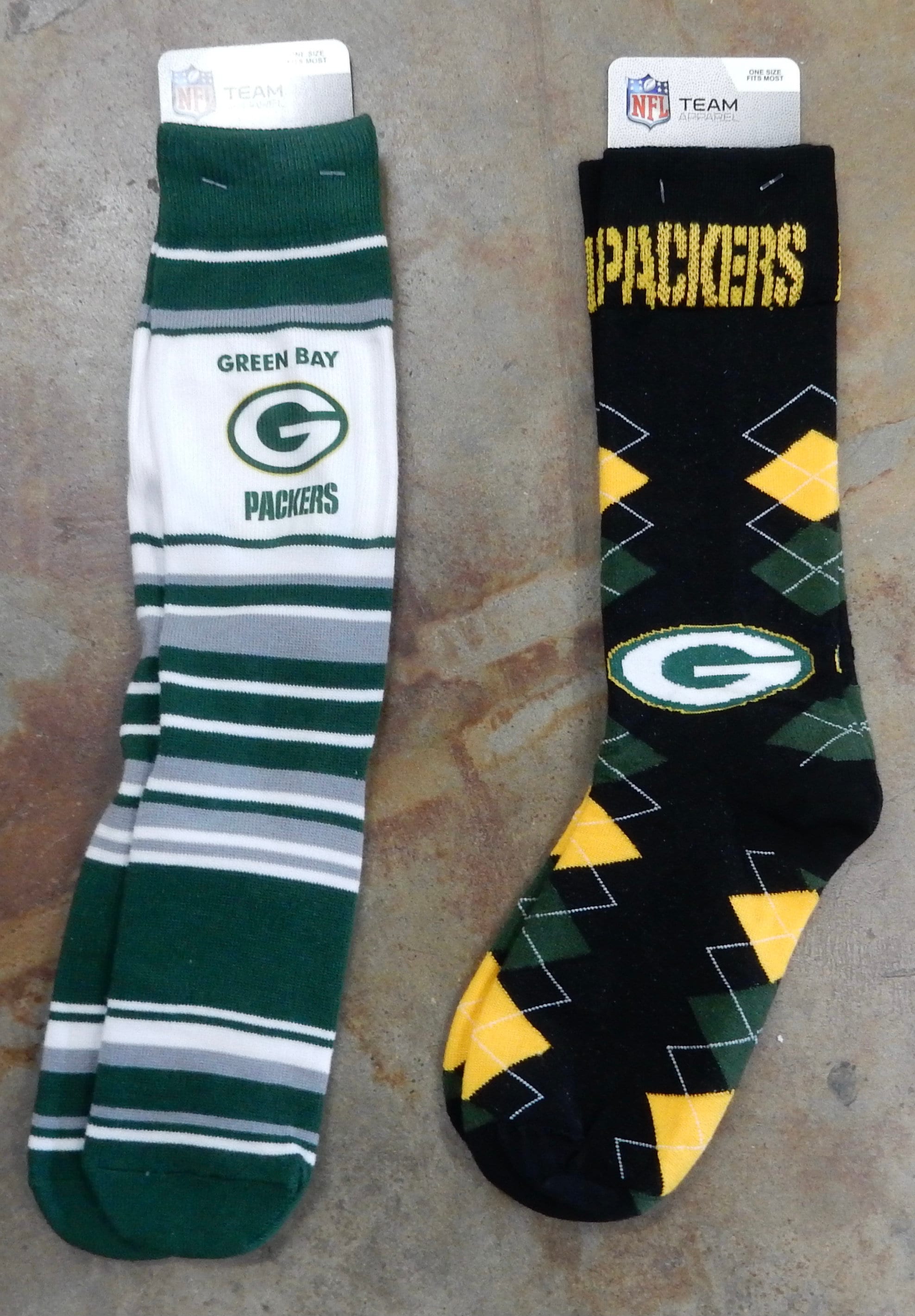 2 Pair NFL Green Bay Packers Socks Mas Stripes Fan Nation One Etsy