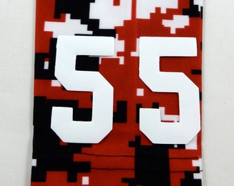 Custom Number (PICK YOUR NUMBER) Red Scarlet Black White Camo Elite Sports Arm Sleeve Digital Basketball Football Baseball Soccer Softball