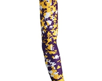 NEW! Purple Yellow White Digital Camo Moisture Wicking Sports Arm Sleeve