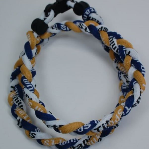 Navy Blue Gold White 20 Inch 3 Rope Braided Tornado Baseball Necklaces Team Colors