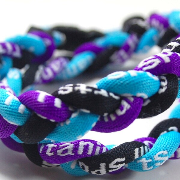 Purple Light Blue Black 20 Inch 3 Rope Braided Tornado Baseball Necklaces Team Colors