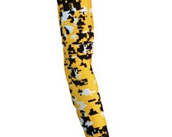 NEW! Yellow Black White Digital Camo Moisture Wicking Sports Arm Sleeve