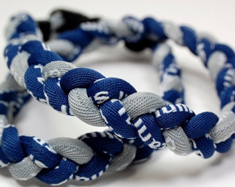 Navy Blue Gray Grey 20 Inch 3 Rope Braided Tornado Baseball Necklace Team Colors