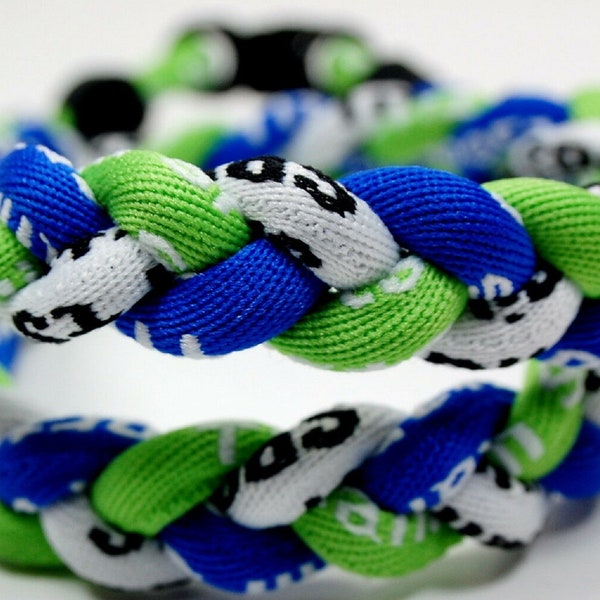 Pick Your Number Royal Blue Neon Green White 20 Inch 3 Rope Braided Tornado Baseball Necklace Team Colors