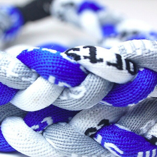 Royal Blue Gray Grey White 20 Inch 3 Rope Braided Tornado Baseball Necklaces Team Colors