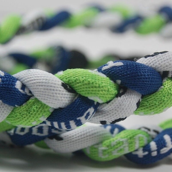 Navy Neon Lime Green White 20 Inch 3 Rope Braided Tornado Baseball Necklaces Team Colors