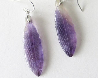 Amethyst earrings.   natural stone earrings.  Purple earrings
