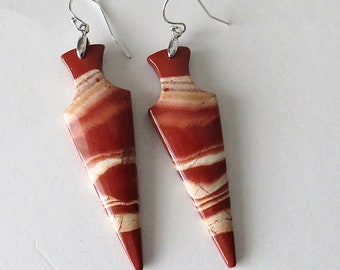 natural stone earrings   Red river jasper earrings   red earrings