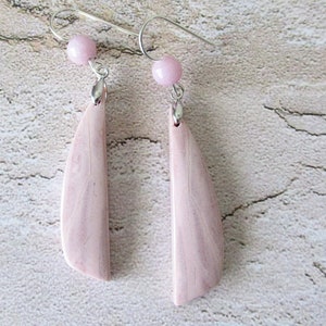Pink earrings. Pink opal earrings. Long pink earrings. Silver earrings