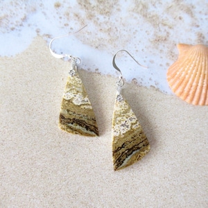 Jasper earrings. River jasper earrings. Tan earrings