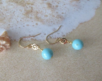 Dainty earrings  turquoise earrings  gold earrings